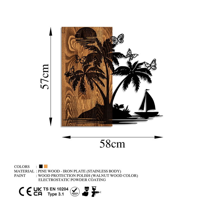 Wallity Holiday Island Accesorio Decorativo de Pared de Madera y Metal Nogal y Negro Wallity Holiday Island Accesorio Decorativo de Pared de Madera y Metal Nogal y Negro